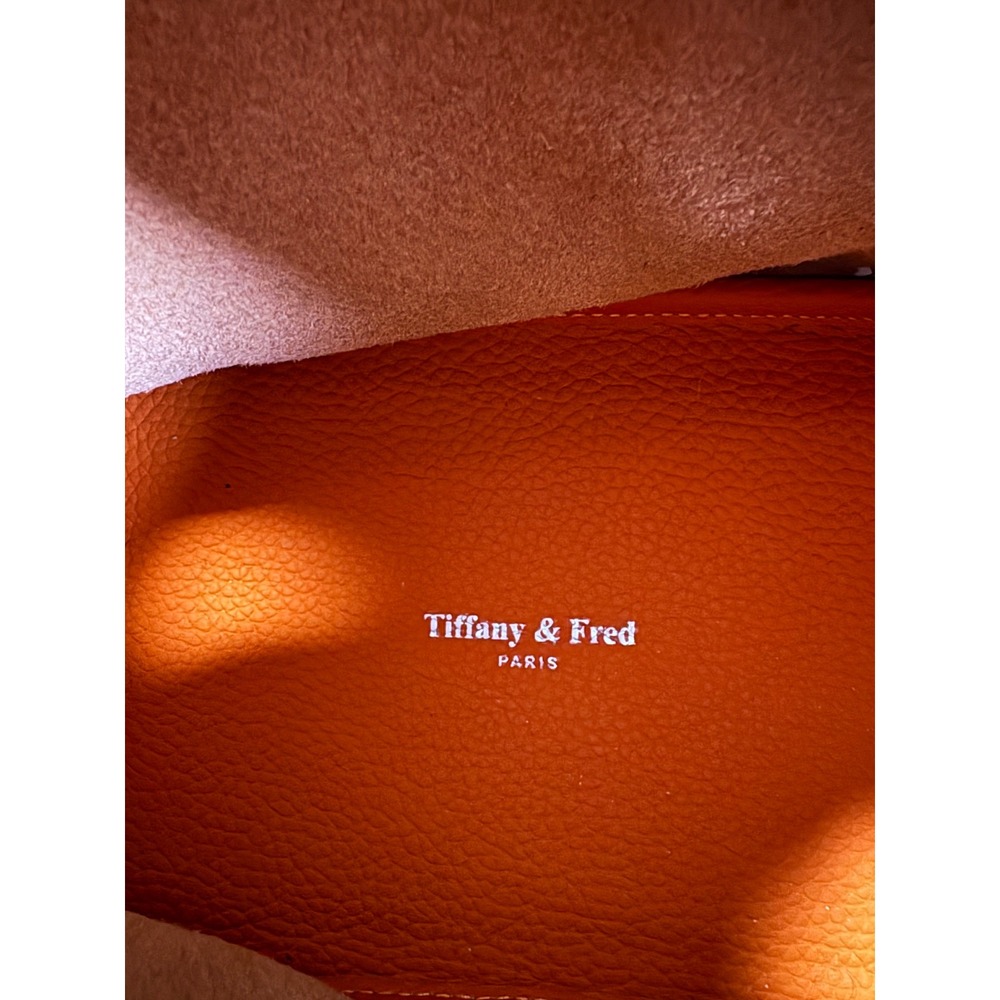 Tiffany & Fred Paris Bucket Bag Small Orange Leather Quiet Luxury Bold Old Money - Picture 2 of 14